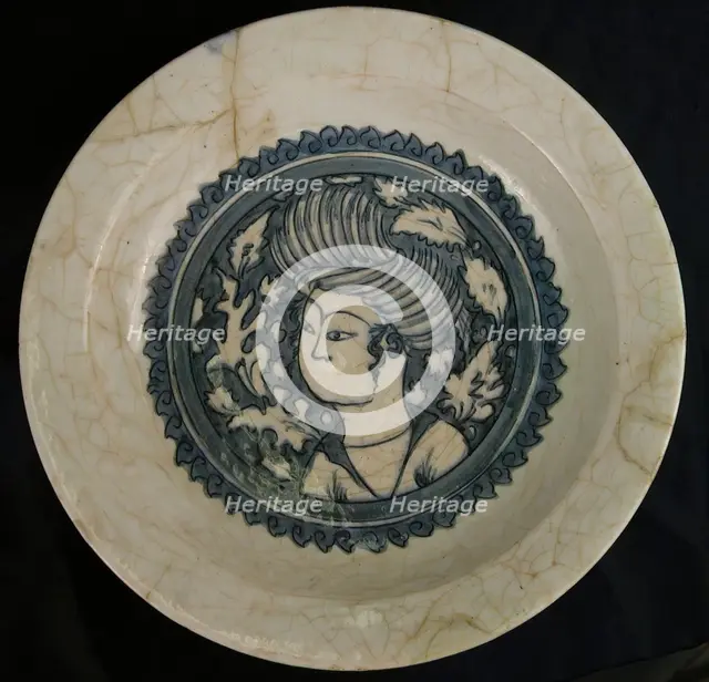 Dish with a Portrait of a Man, Northwestern Iran, 17th century. Creator: Unknown.
