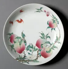 Dish with Bats and Peaches, 1723-35. Creator: Unknown