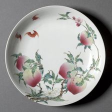 Dish with Bats and Peaches, 1723-35. Creator: Unknown