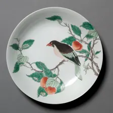 Dish with Bird on Peach Branch, 1662-1722. Creator: Unknown