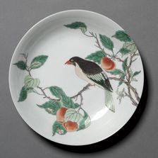 Dish with Bird on Peach Branch, 1662-1722. Creator: Unknown