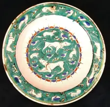 Dish with Bird, Rabbit and Quadruped Design, Turkey, last quarter 16th century. Creator: Unknown
