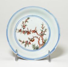 Dish with Birds on Flower Branches, Ming dynasty (1368-1644), Wanli reign mark (1563-1620). Creator: Unknown