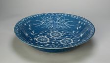 Dish with Chrysanthemums and Stylized Floral Scrolls, Ming dynasty (1368-1644), 15th century. Creator: Unknown