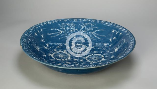 Dish with Chrysanthemums and Stylized Floral Scrolls, Ming dynasty (1368-1644), 15th century. Creator: Unknown.