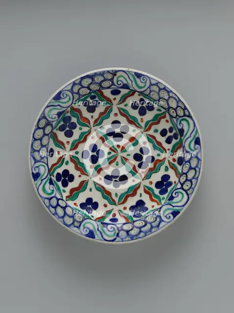 Dish with 'Cintamani' and Tiger-stripe Pattern, Turkey, ca. 1575-90. Creator: Unknown.