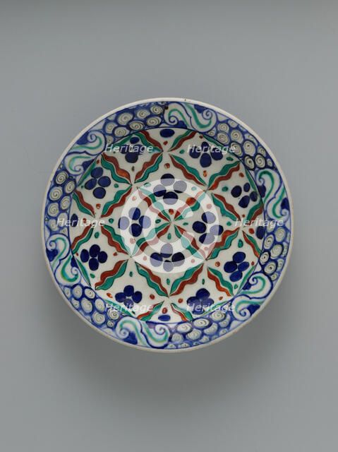 Dish with 'Cintamani' and Tiger-stripe Pattern, Turkey, ca. 1575-90. Creator: Unknown.