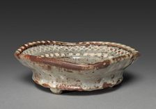 Dish with Design of Three Wild Geese in Flight: "Nezumi" Shino Ware, c. 1600. Creator: Unknown