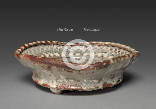 Dish with Design of Three Wild Geese in Flight: "Nezumi" Shino Ware, c. 1600. Creator: Unknown.