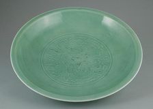 Dish with Dragon amid Clouds and Lotus Petals, Qing dynasty (1644-1911). Creator: Unknown