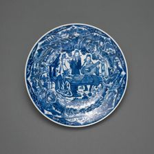 Dish with Europeans Playing Musical Instruments, Qing dynasty, Kangxi period (1661-1722). Creator: Unknown