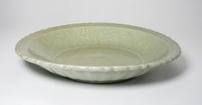 Dish with Floral Scrolls and Foliate Rim, Yuan dynasty (1271-1368) or Ming dynasty (1368-1644). Creator: Unknown