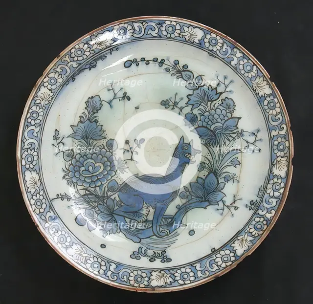 Dish with Fox and Vegetation, Iran, 18th-19th century. Creator: Unknown.