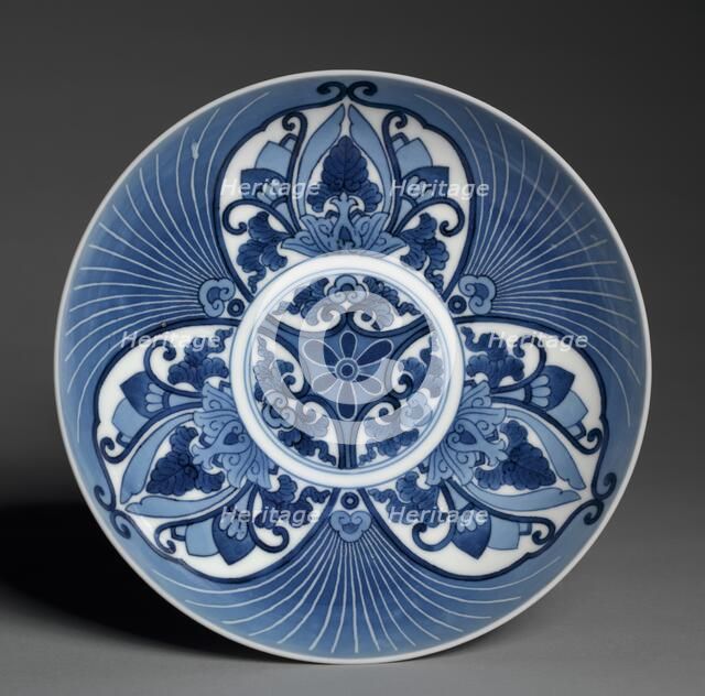 Dish with Ginkgo Leaves, c. 1688-1704. Creator: Unknown.