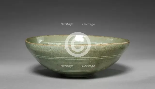 Dish with Inlaid Plant Design, 1300s. Creator: Unknown.