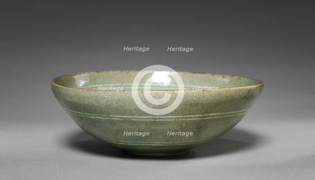 Dish with Inlaid Plant Design, 1300s. Creator: Unknown.