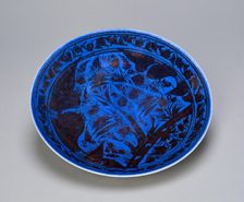 Dish with landscape scene, Safavid dynasty (1501-1722), early 17th century. Creator: Unknown