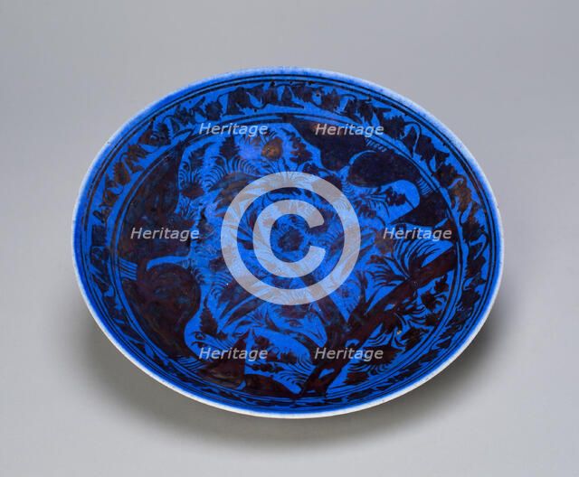 Dish with landscape scene, Safavid dynasty (1501-1722), early 17th century. Creator: Unknown.