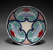 Dish with Lotus in Rui-Head-Shaped Cartouches, mid-1800s. Creator: Unknown