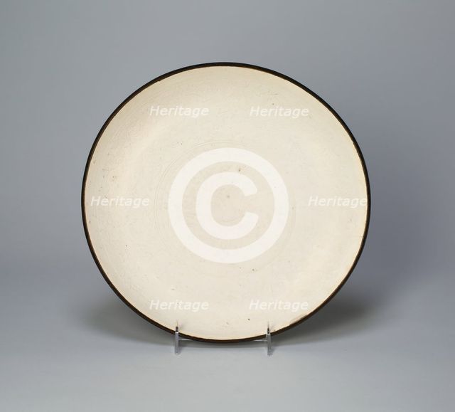 Dish with Lotus, Peonies, and Stylized Leaves, Song dynasty (960-1279). Creator: Unknown.