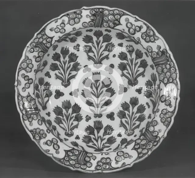 Dish with Pattern of Flowering Plants, Turkey, ca. 1565-70. Creator: Unknown.