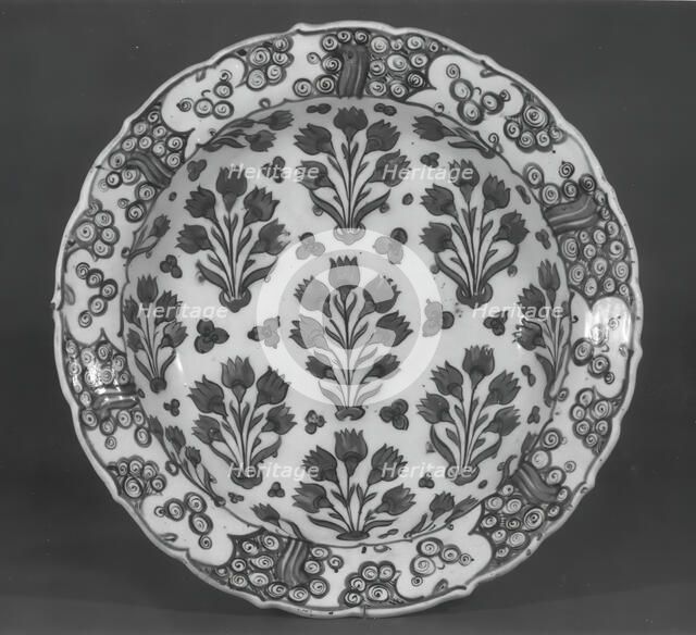 Dish with Pattern of Flowering Plants, Turkey, ca. 1565-70. Creator: Unknown.