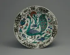 Dish with Peacock Design, Turkey, early 17th century. Creator: Unknown