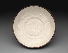 Dish with Peony Sprays and Four Boys, Jin dynasty (1115-1234), 12th century. Creator: Unknown