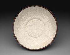 Dish with Peony Sprays and Four Boys, Jin dynasty (1115-1234), 12th century. Creator: Unknown