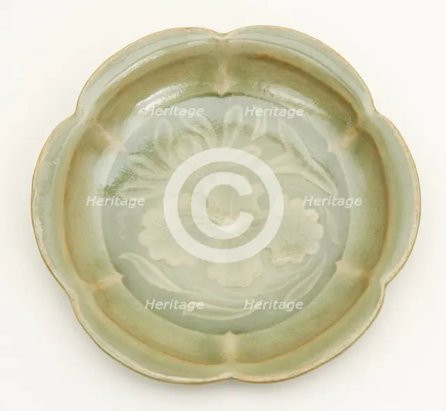 Dish with Petal-Lobed Rim, Lotus, and Waterweeds, Northern Song dynasty, 11th/12th century. Creator: Unknown.