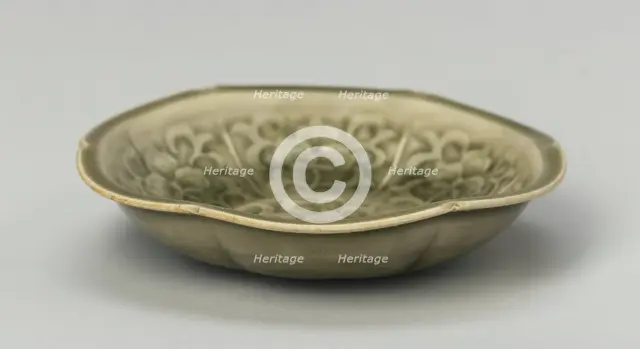 Dish with Petal-Lobed Rim, Stylized Peony, and Sickle.., Northern Song dynasty, 11th/12th cent. Creator: Unknown.