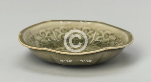 Dish with Petal-Lobed Rim, Stylized Peony, and Sickle.., Northern Song dynasty, 11th/12th cent. Creator: Unknown.