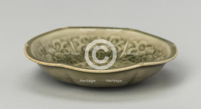 Dish with Petal-Lobed Rim, Stylized Peony, and Sickle.., Northern Song dynasty, 11th/12th cent. Creator: Unknown.