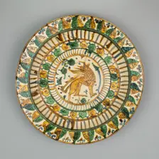Dish with Rampant Lion, Northern Italy, 1500/1600. Creator: Unknown