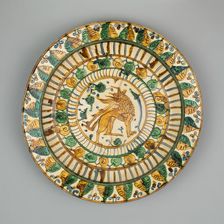 Dish with Rampant Lion, Northern Italy, 1500/1600. Creator: Unknown