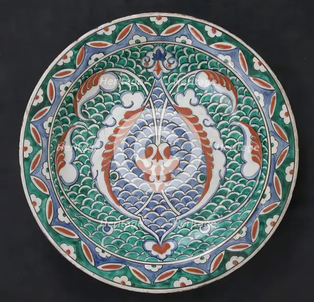 Dish with Scale-Pattern Design, Turkey, ca. 1575-80. Creator: Unknown.