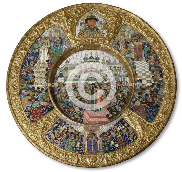 Dish with scenes the Election of Michail Romanov to the Tsar on 14 March 1613, 1913.