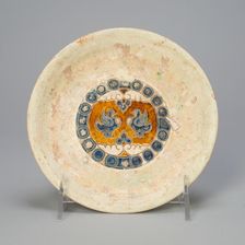 Dish with Two Birds Encircled by Beaded Roundels, Tang dynasty (618-907). Creator: Unknown
