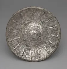 Dish with Tambourine Players, 700-600 BC. Creator: Unknown