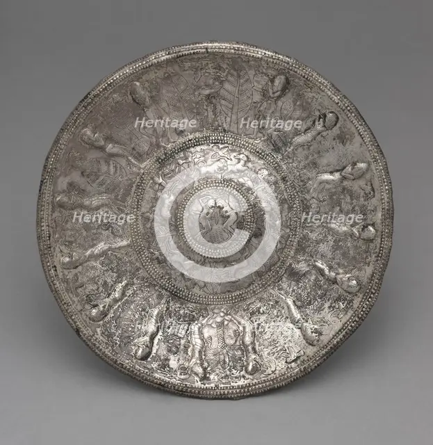 Dish with Tambourine Players, 700-600 BC. Creator: Unknown.