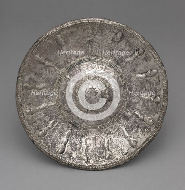 Dish with Tambourine Players, 700-600 BC. Creator: Unknown.