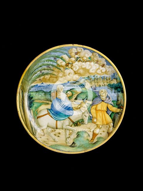 Dish with the Flight into Egypt, 1526. Artist: Castel Durante painter.