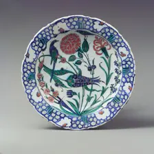Dish Depicting Two Birds among Flowering Plants, Turkey, ca. 1575-90. Creator: Unknown