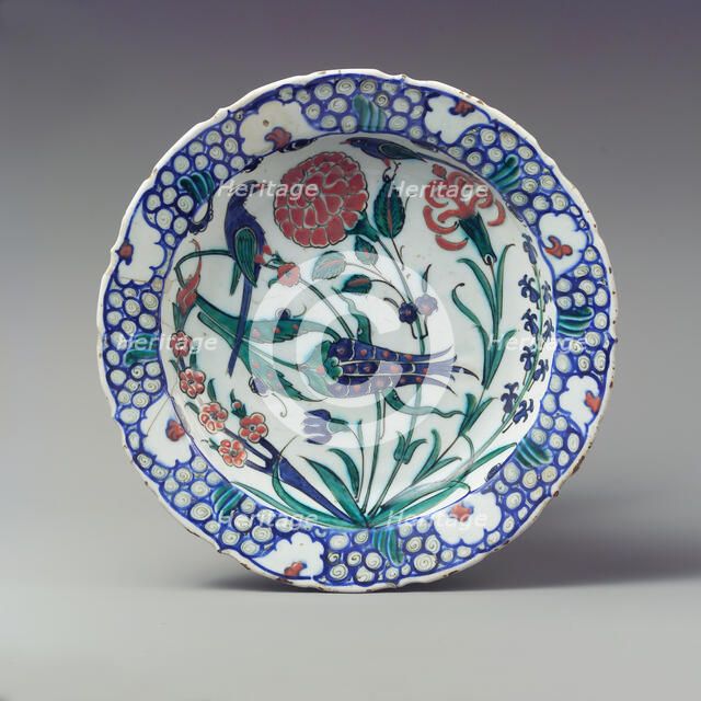 Dish Depicting Two Birds among Flowering Plants, Turkey, ca. 1575-90. Creator: Unknown.