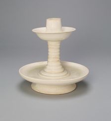Dish-Shaped Candlestand with Long, Ribbed Neck, Sui (581-618) or Tang dynasty, early 7th cent. Creator: Unknown