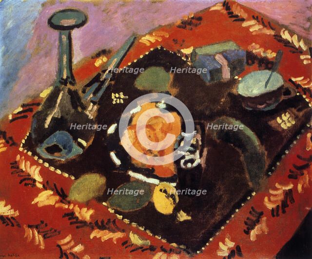 'Dishes and Fruit on a Red and Black Carpet', 1906. Creator: Henri Matisse.