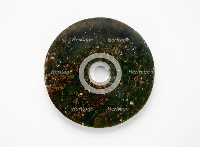 Disk (bi ?) with incised glyph and decorated edge, Late Neolithic period, ca. 3300-2250 BCE. Creator: Unknown.