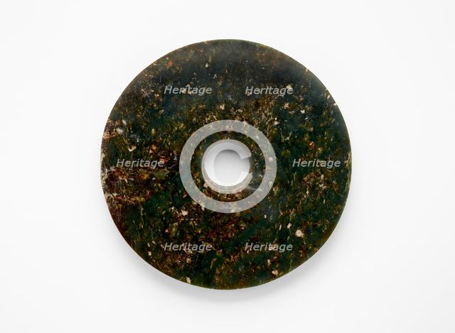 Disk (bi ?) with incised glyph and decorated edge, Late Neolithic period, ca. 3300-2250 BCE. Creator: Unknown.