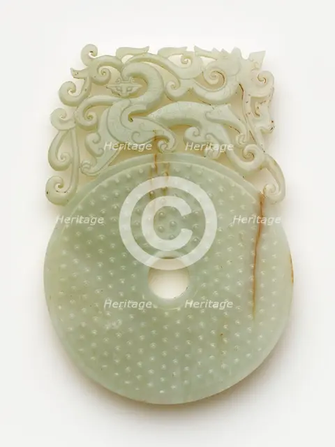 Disk (bi) with knobs, feline and dragon, Eastern Han dynasty, 100-220. Creator: Unknown.