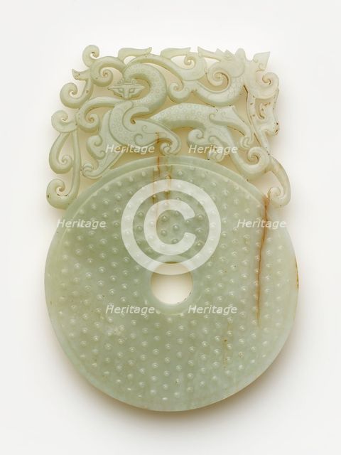 Disk (bi) with knobs, feline and dragon, Eastern Han dynasty, 100-220. Creator: Unknown.